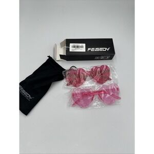 2 Pair‎ Feisedy Rimless Heart Shaped Sunglasses Pink Valentine's Day Party Case